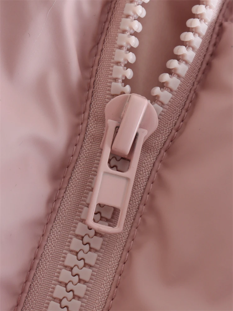 KEYANKETIAN Ladies Short Stand Collar Cotton Coat 2022 Autumn/Winter High Street New Thread Stitching Pink Ladies Coat