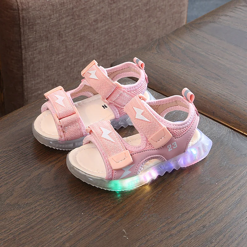 

New LED Glowing Sandals for Children Shoes Luminous Baby Shoes Boys Light Up Sandals Soft-soled Beach Kids Slippers Size 21-30