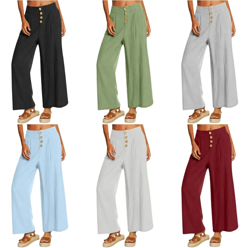 

Spring Cotton Linen Loose Casual Wide Leg Trousers Streetwear Summer Thin Pants
