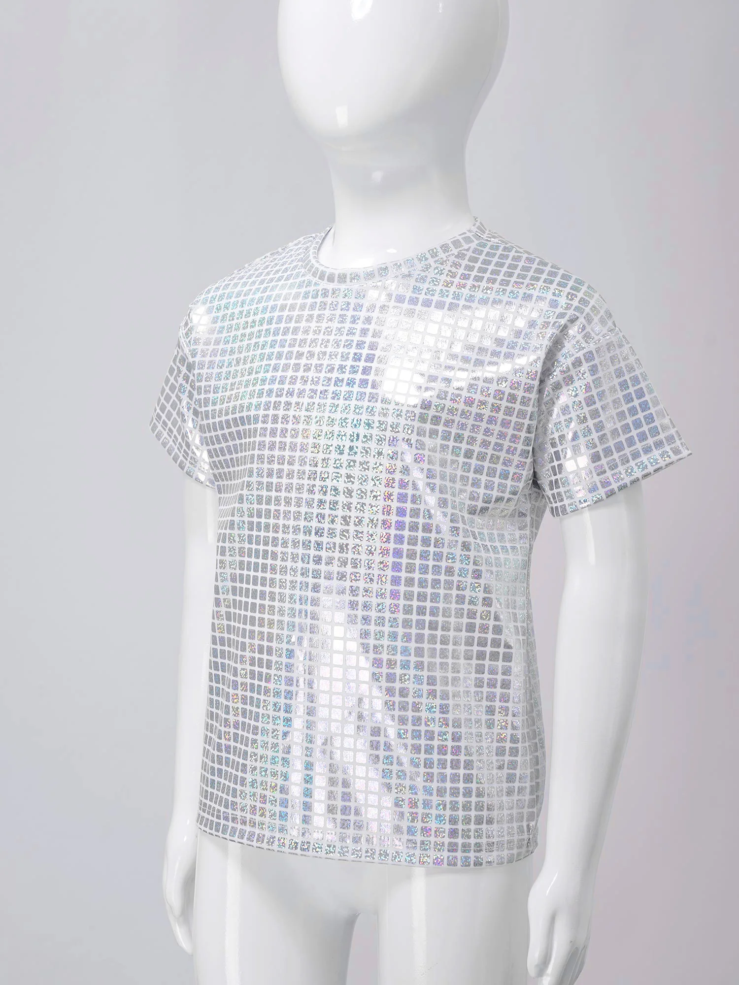 Детская футболка с блестящими блестками и коротким рукавом для девочек