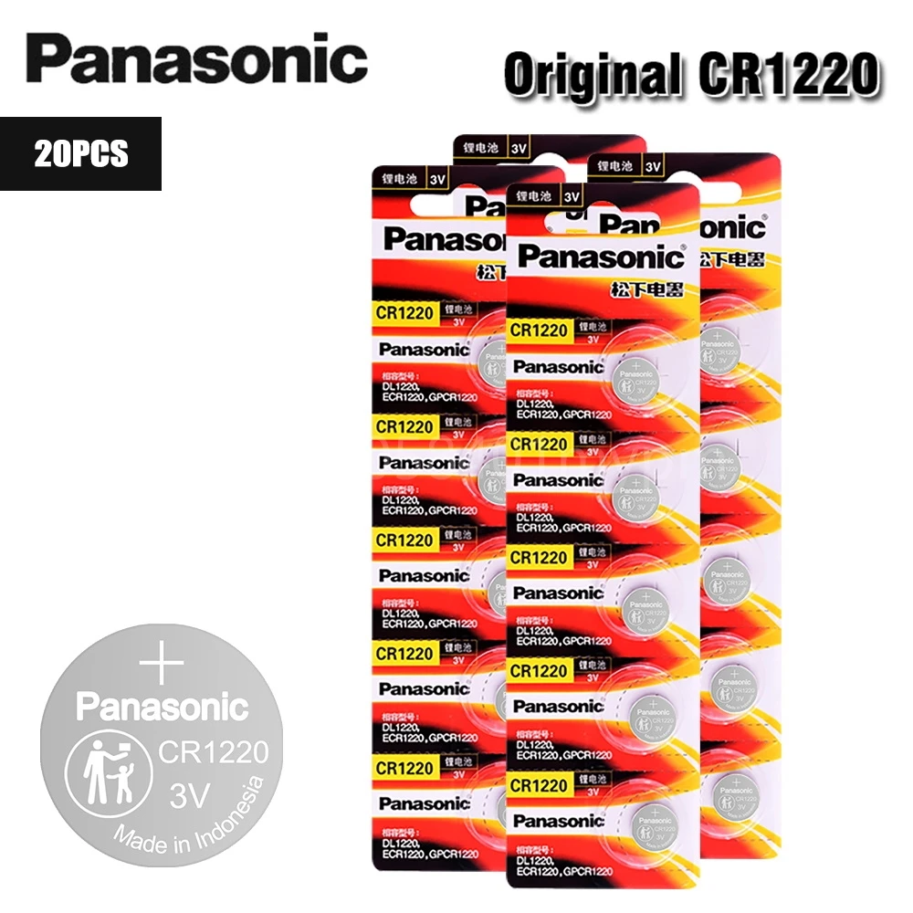 

20PCS Panasonic CR1220 Button Cell Coin Batteries CR1220 Car Remote Control Electric Alarm 3V Lithium Battery Suitable Watch