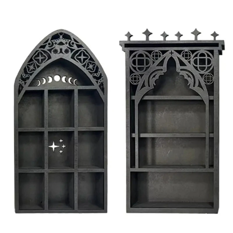 Wall Wooden Shelf Crystal Display Trinket Books Makeup Vase Pottery Storage Rack