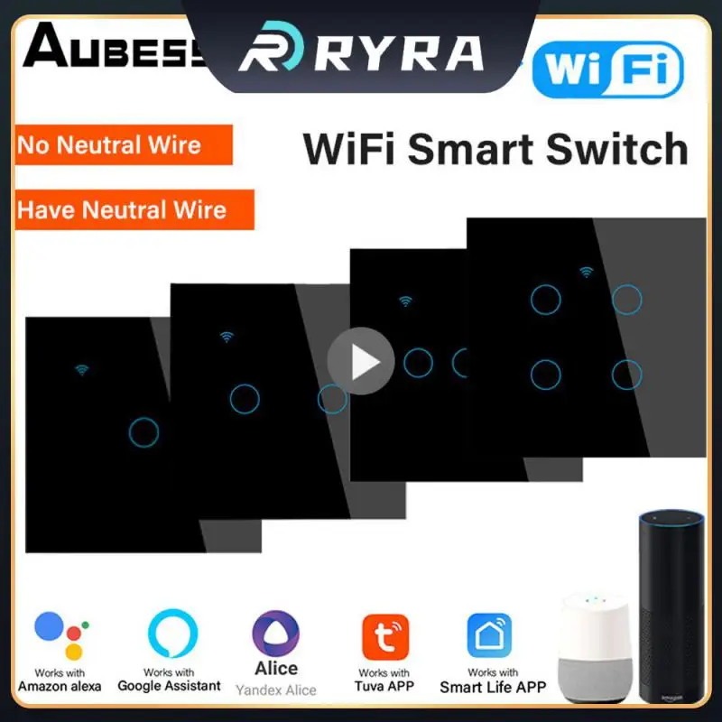 

1/2/3/4 Gang Wall Light Switches Touch Light Switch Smart Touch Switch Tuya Wif Support Alexa Google Home Hot 3 Control Methods
