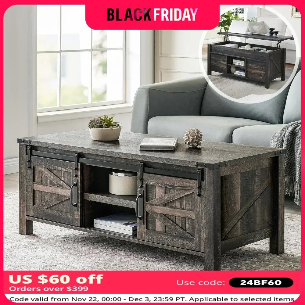 Журнальный столик с раздвижной дверью сарая со скрытым отделением для хранения