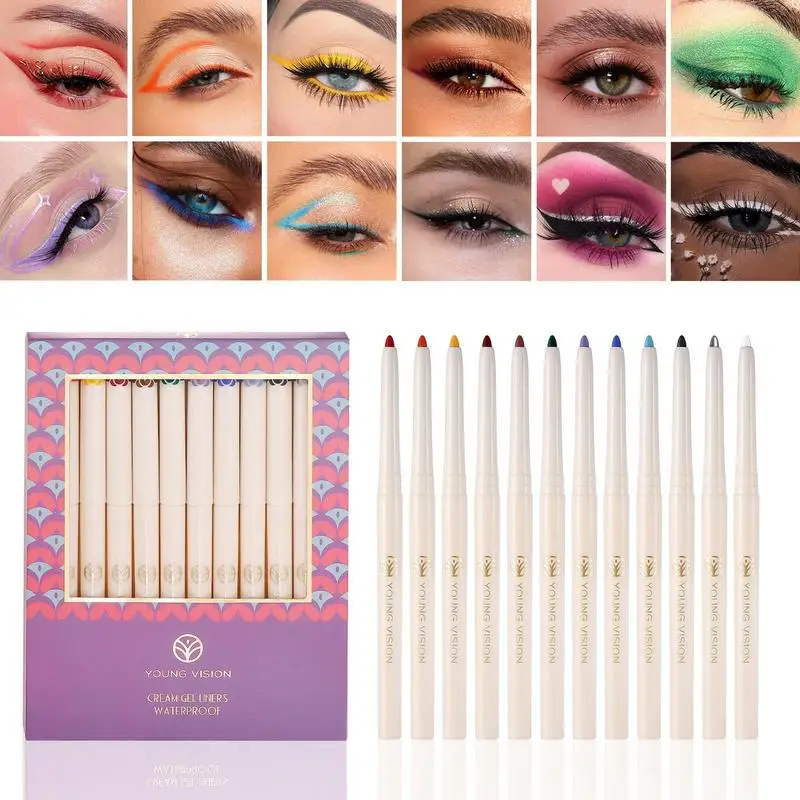 

Smudge-Proof Eyeliner Pencil Multi Colors Longwearing Sweat Proof Eye Pencils Retractable Waterproof Eye Liner Makeup For Women