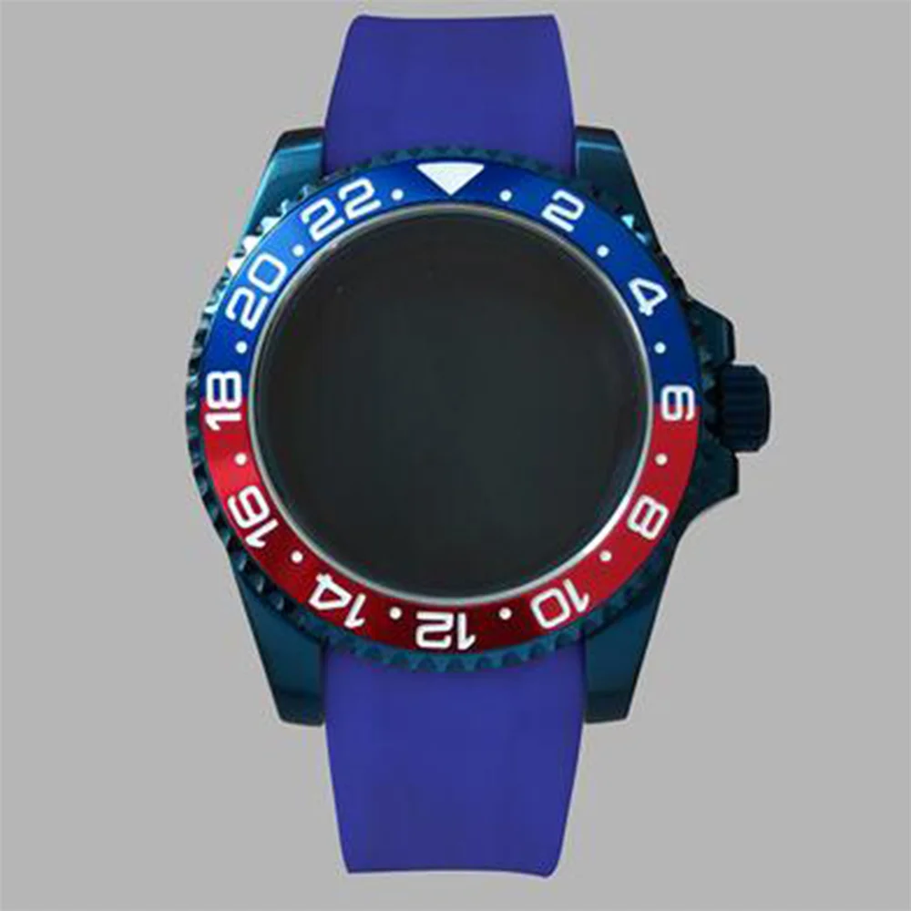 

Watch Case Strap Kit 40MM 316L Stainless Steel Sapphire Glass SUB Case Silicone Rubber Strap for NH35/36 Movement