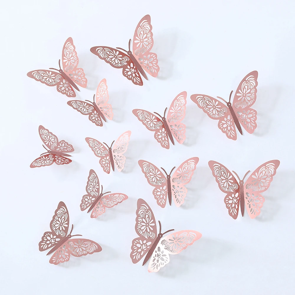 

12 Pcs/Set 3D Wall Stickers Hollow Butterfly for Kids Rooms Home Wall Decor DIY Mariposas Fridge stickers Child Room Decoration