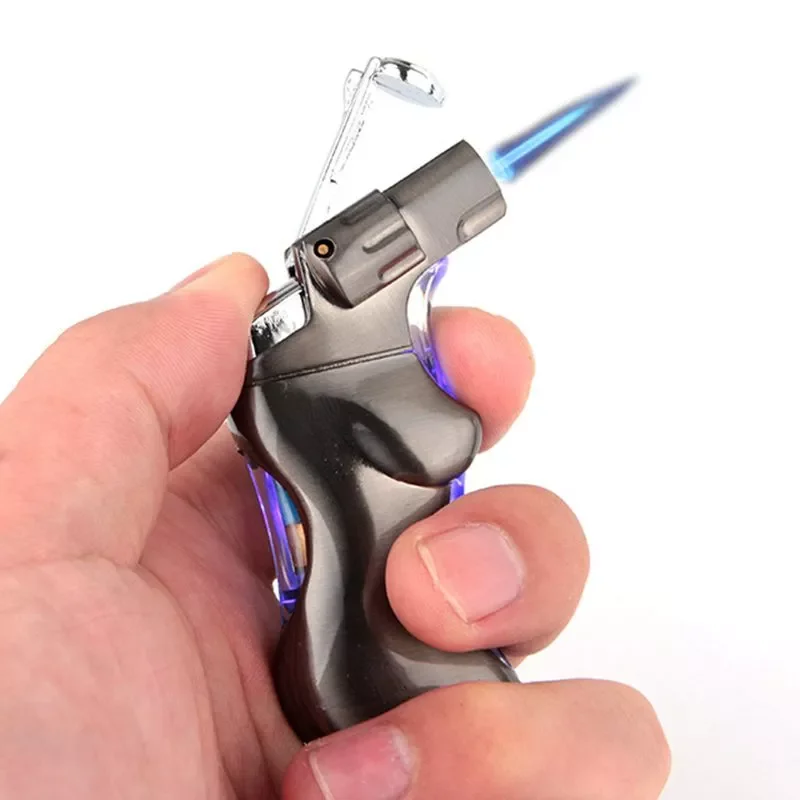 

Personality Creative Blue Flame Small Spray Gun Butane Welding Torch Windproof Lighter Point Cigar Metal Gas Lighter