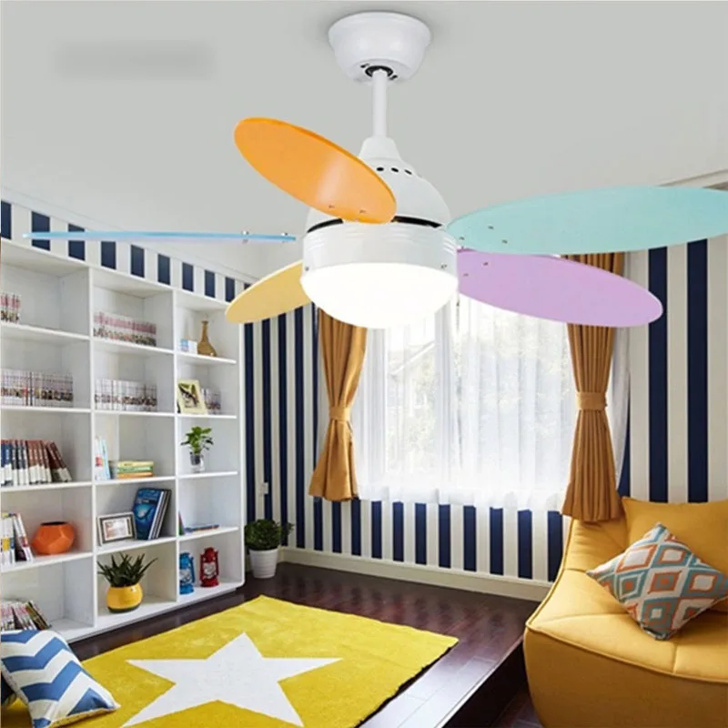 

Led Pendant Light Chandelier Fan Lamp 42 inch children's with lights remote control ventilator bedroom decor modern Reversible