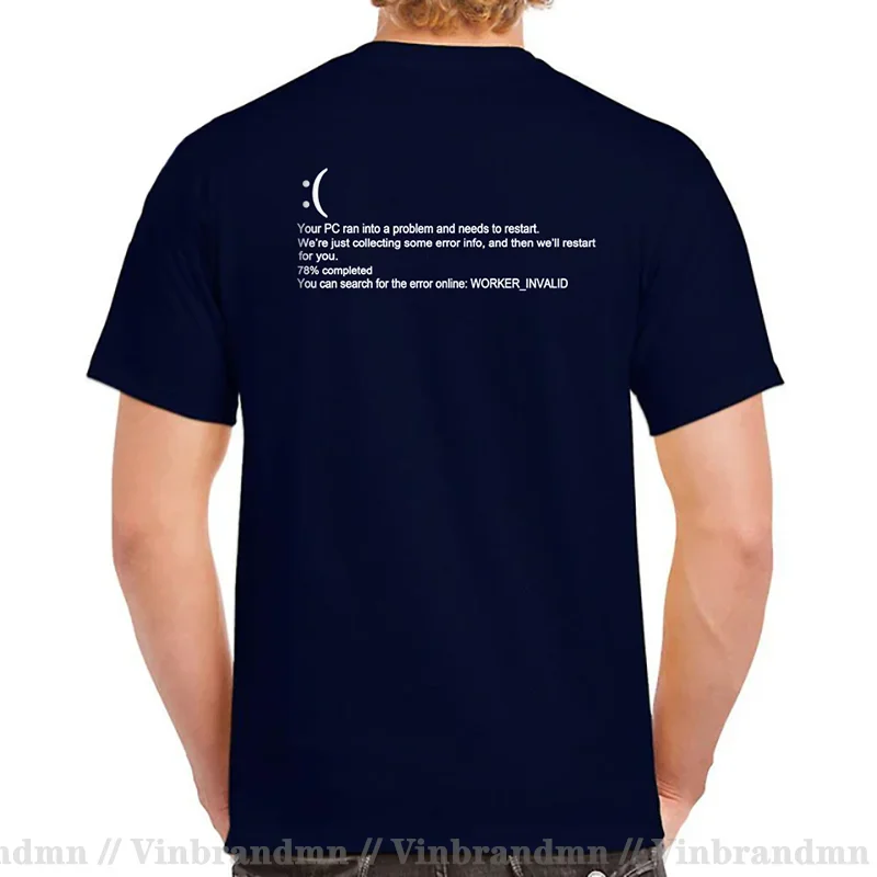 Funny Blue Screen Of Death BSOD Crash Nerd Computer Costume Tops T-Shirts Camisa New Coming Men T Shirt Man Cotton tshirt