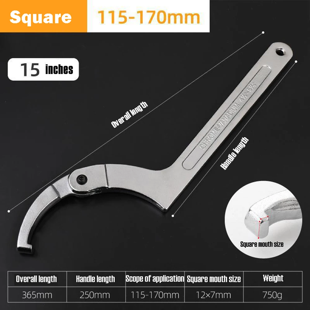 

Гаечный ключ с круглой/квадратной головкой CR-V-образной формы, хром-ванадиевые винты, гайки, болты, регулируемый универсальный набор гаечных ключей, ручные инструменты