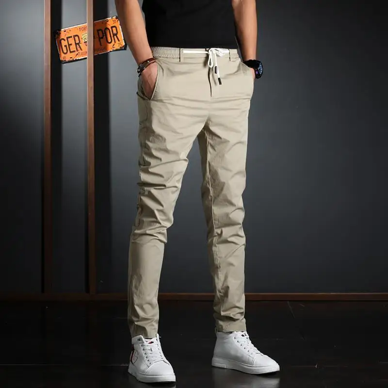 

2022 Men's Trousers Spring and Autumn New Solid Color Fashion Pocket Slim Straight Full Length Casual Work Long Pants A15