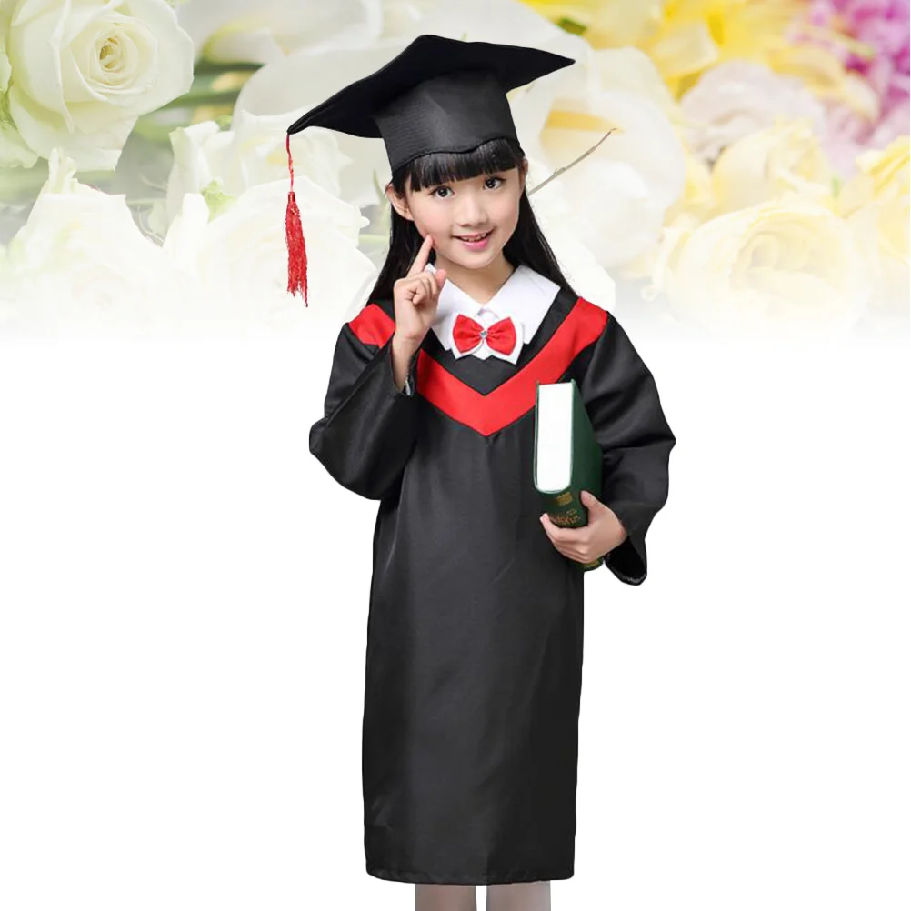 

School Uniforms Graduation Bachelor Cloak Doctoral Gown Kids Robe Cosplay Costumes Tassel