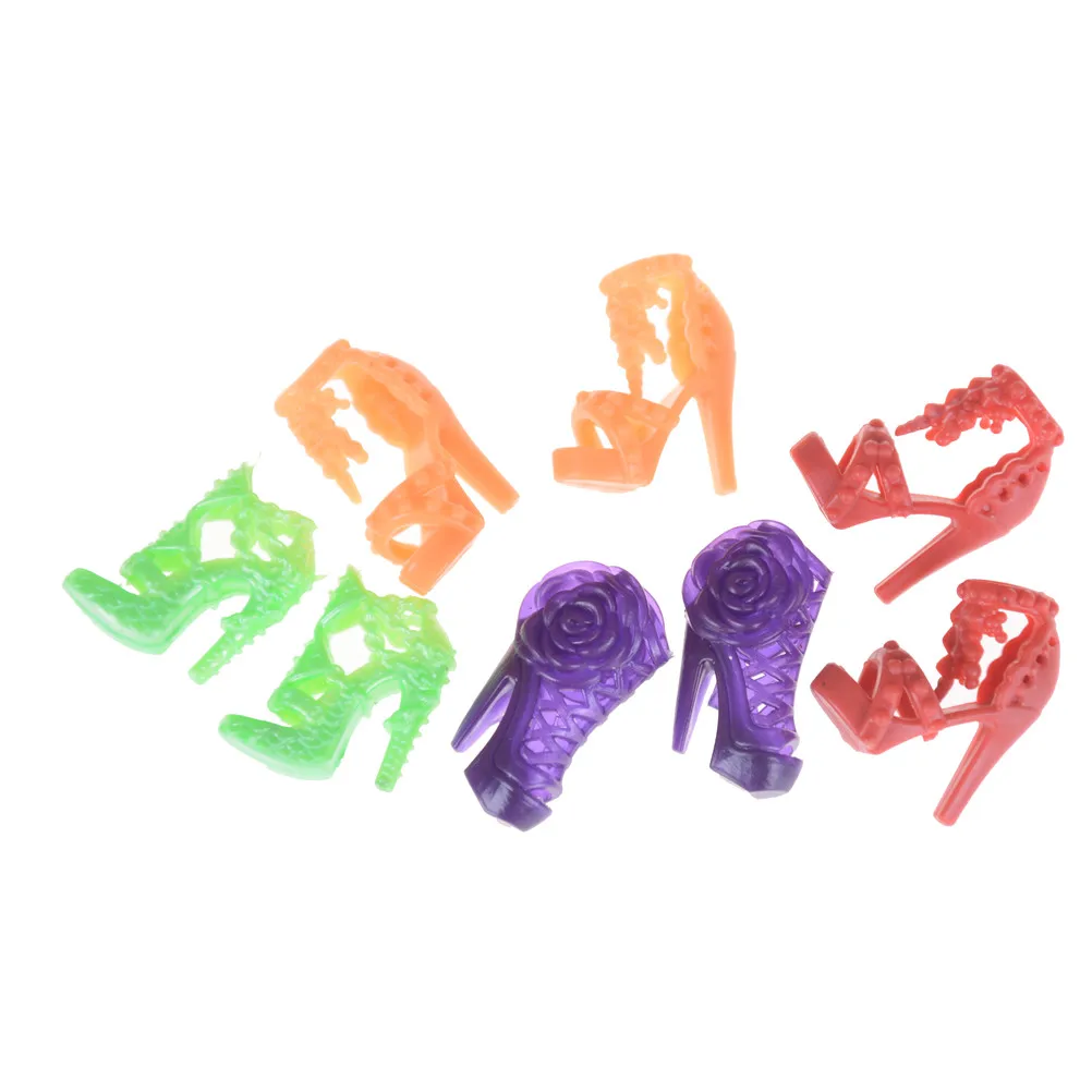 

10 Pairs Colorful Sandals Copy Crystal High Heels Shoes For Girl Doll Accessories Clothes 10Pairs Assorted Fashion