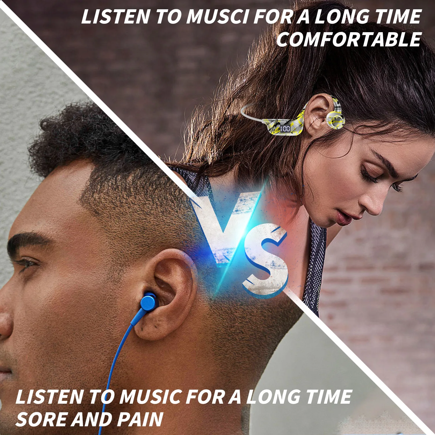 Наушники с костной проводимостью Bluetooth беспроводные водонепроницаемые mp3-плеер