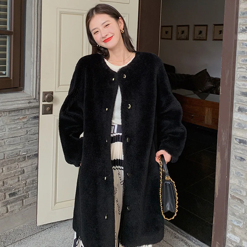 2022 New Sheep Shearing Coat Lamb Wool Full Wool Coat Women's Winter Long Warm Fur