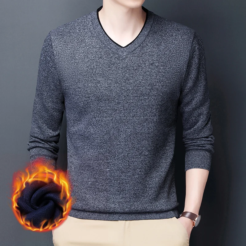 

Men's Autumn and Winter New Fashion Versatile Pullover Solid Color Sweater Middle Youth Knitwear Slim Fit Long Sleeve Undercoat