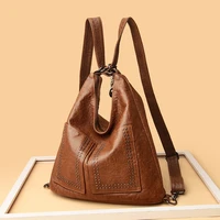 vintage trend back backpack fashion rivet designer handbag womens leather casual soft large side shoulder bag for ladies travel
