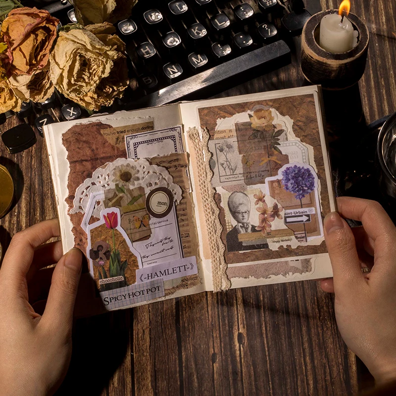 

45 листов, ретро-наклейки с красивыми цветами для скрапбукинга