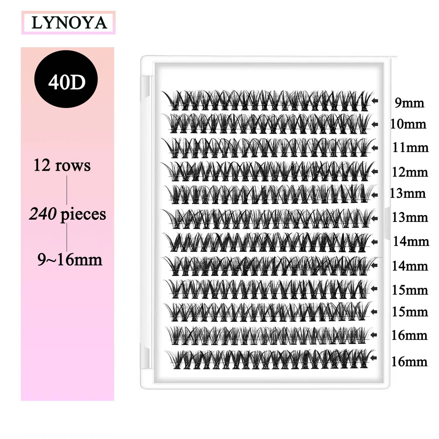 

Cluster Lashes 240pcs 40D DIY Eyelash Extension D Curl Long Individual Lashes Mixed Tray Faux Mink Lash Clusters Extensions 0.07