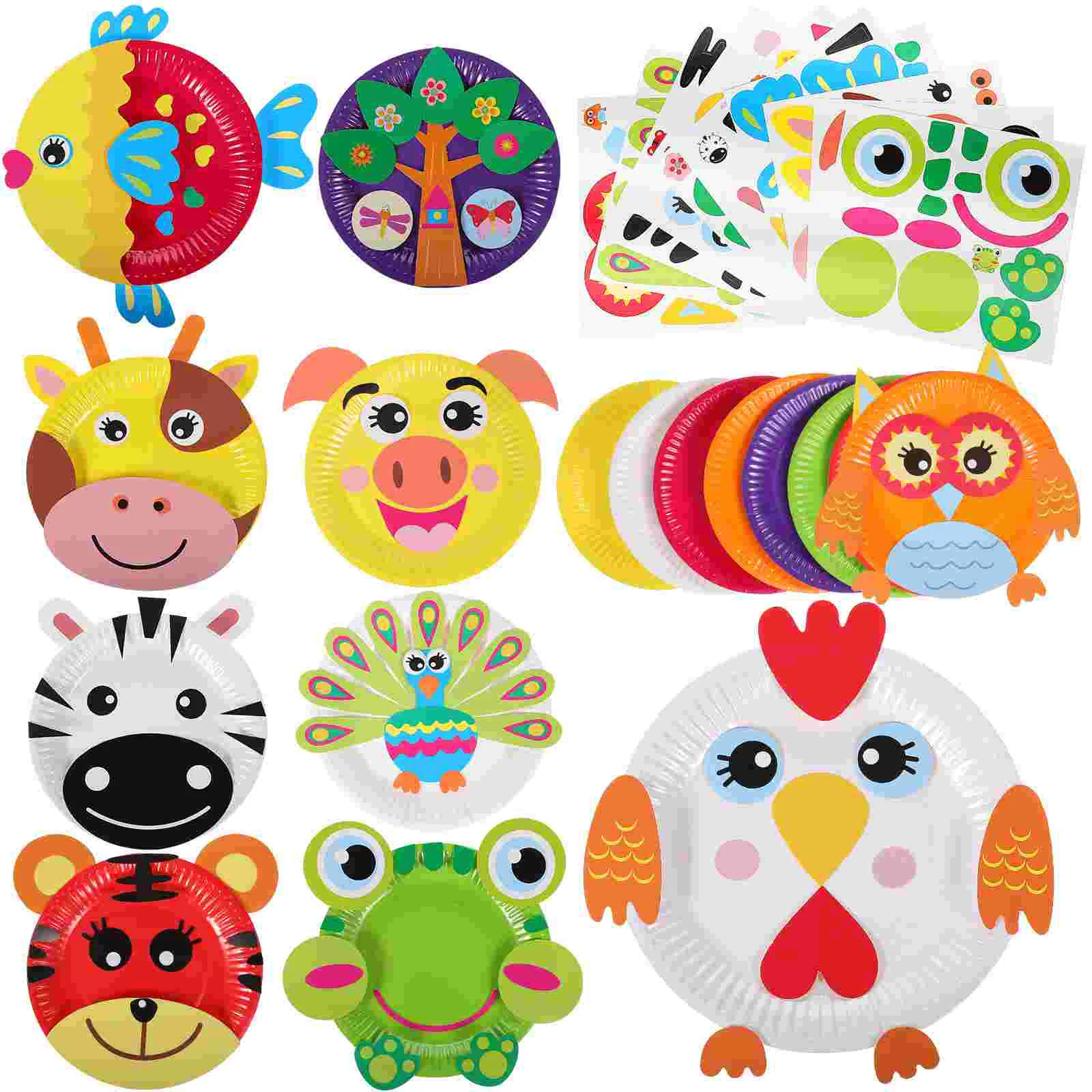 

1 Набор бумажных тарелок с животными, Детские аксессуары «сделай сам» для детского сада, игры в карты