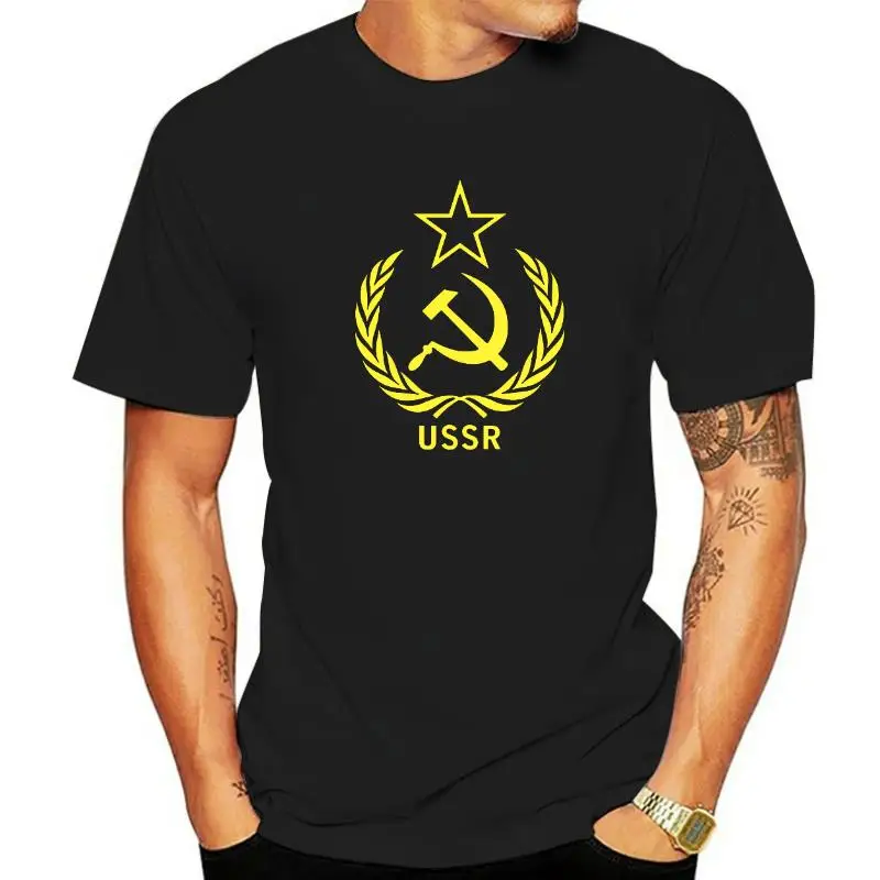 

Soviet Communist USSR Laurel Hammer Sickle Logo T Shirts CCCP Stalin Communism KGB Soviet Men Tshirt Custom Army Union