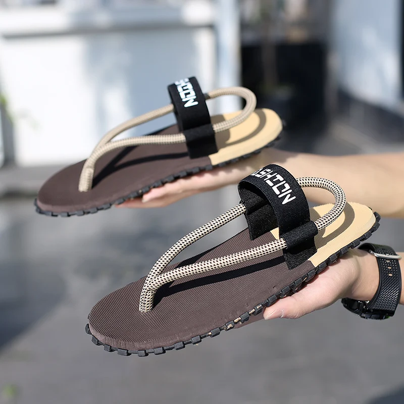 

Men Summer Mesh Slippers Fashion Fabric Home Men's Slippers Outdoor Rubber Flat Men Sandals Casual Slides House Floor Slippers