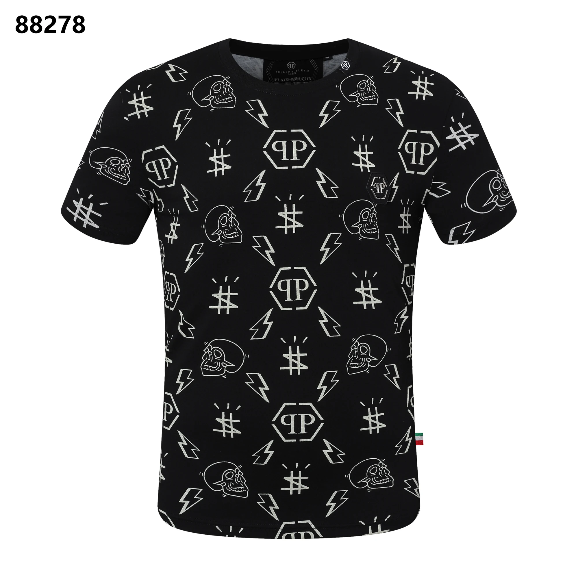 

2023 New Summer Casual Short-Sleeved Tshirt PP Diamond pattern Print Tees Tops Style Mens Golden Silver plein T-Shirt Big Size
