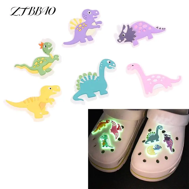

1PC PVC Shoe Charms Luminous Charms Shoe Accessories The Dinosaur Decoration Shoe Buckles Pins For Croc Sandals X-mas Gifts Jibz