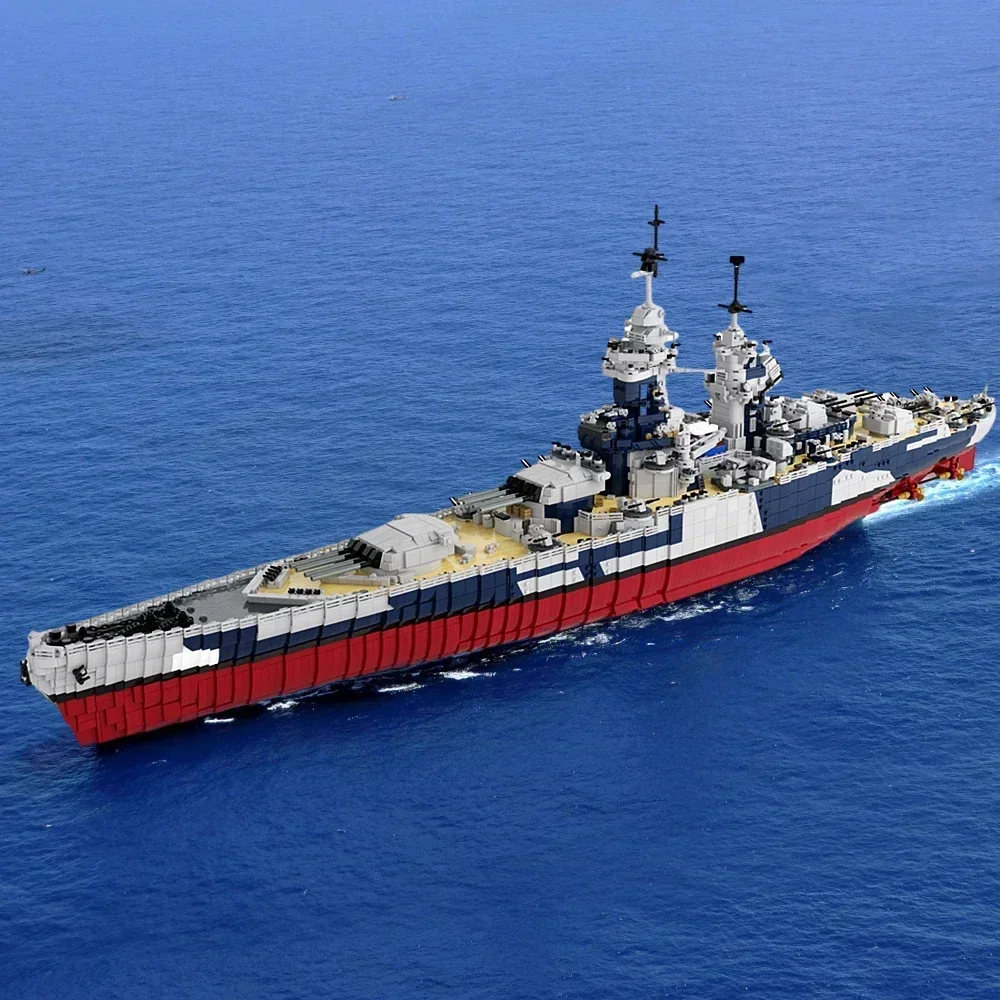 EKbricks MOC WW2 UCS Французский линкор Richelieu Bricks Модель Военный военный корабль