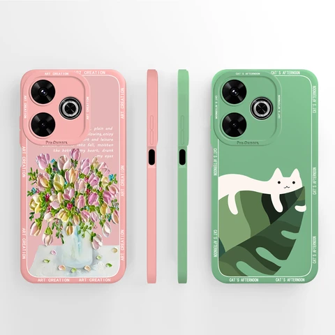 Чехол для телефона Poco M6 4G с милой пандой, задняя крышка для Poco M 6, мягкий жидкий силиконовый чехол для обновления камеры, защитный бампер, чехол