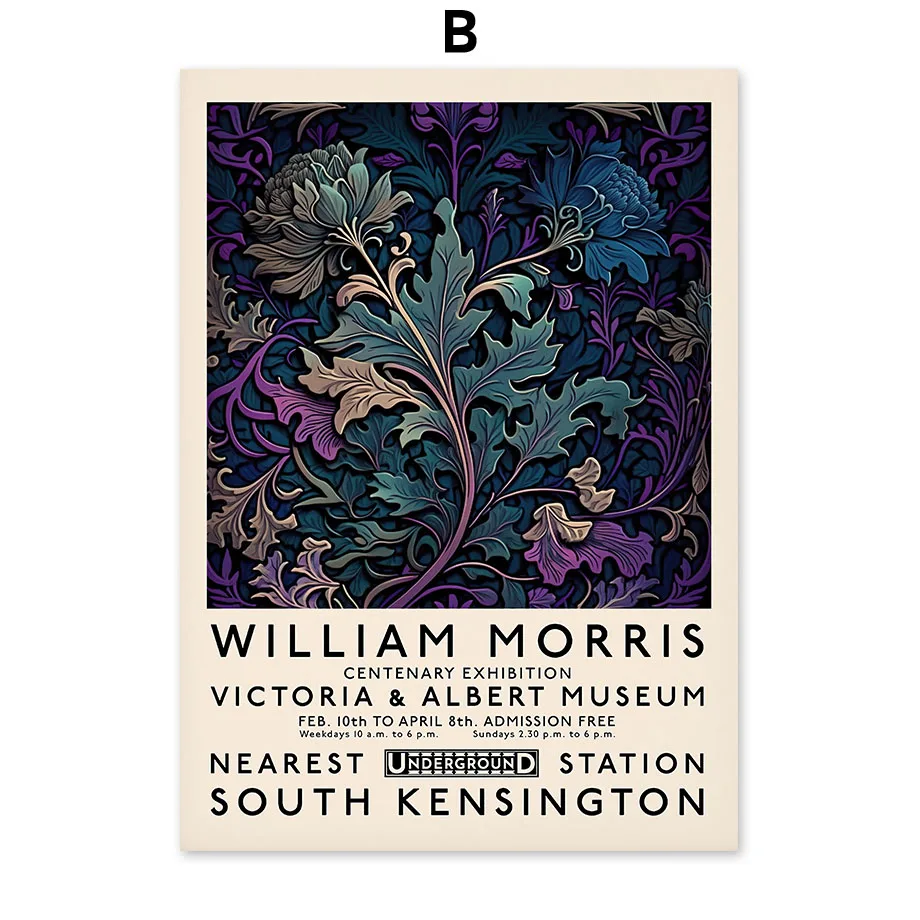 Винтажный постер с изображением Вильяма Морриса абстрактная картина маслом