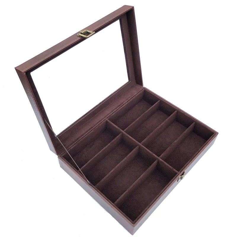 Коробка-органайзер кожаная для хранения мужских и женских часов 12 отделений -