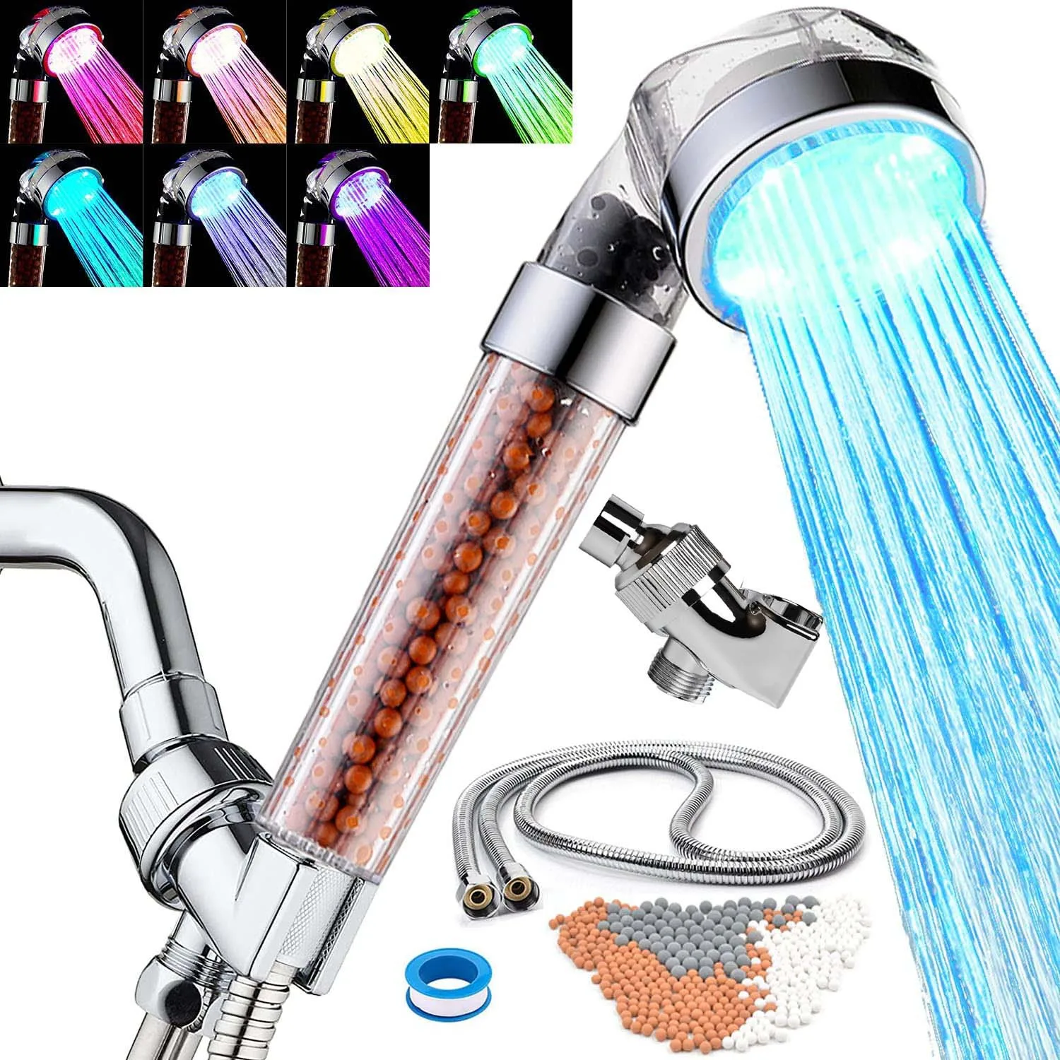 

Anion Colorful LED Shower SPA Shower Head Pressurized Water Saving Temperature Control Colorful Light Handheld Big Rain Shower