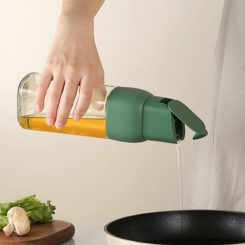 

1Pcs New Plastic Glass Oil Can Automatically Open And Close Oil Bottle Without Hanging Oil Soy Sauce Vinegar Seasoning Bottle CW