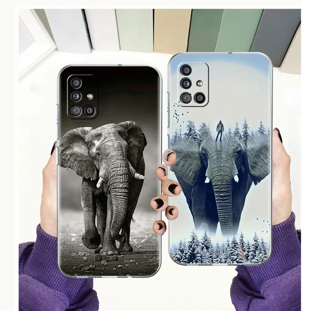 

Elephant Case for Samsung Galaxy A13 A22 A32 A52 A72 A51 A71 A11 A31 A41 M31 A01 A21S 5G Transparent Silicon Shell Coque TPU Bag