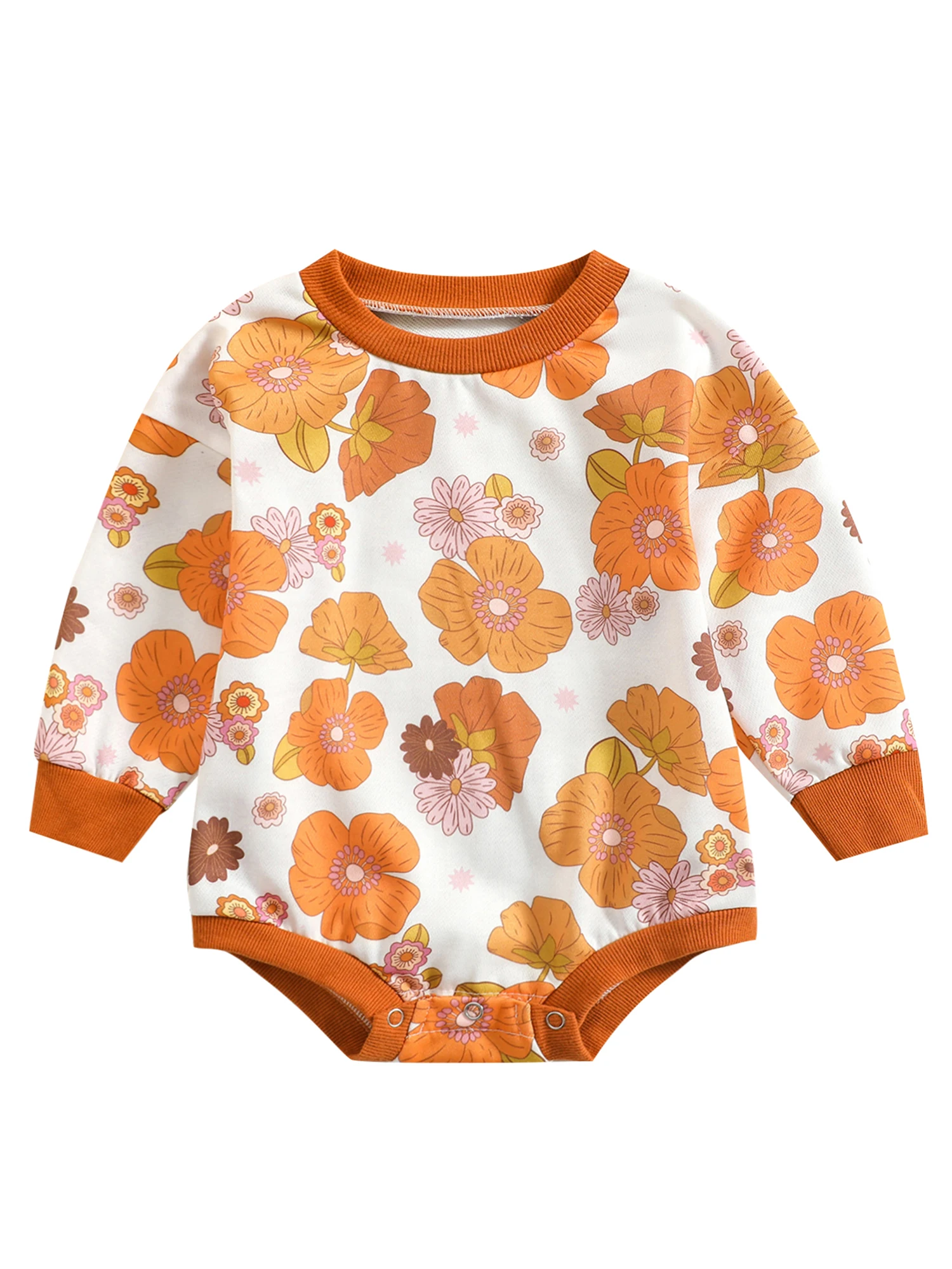 

0-24 Months Baby Girl Clothes Flower Long Sleeve Romper Bodysuit Jumpsuit Autumn Outfits Infant Baby Clothing