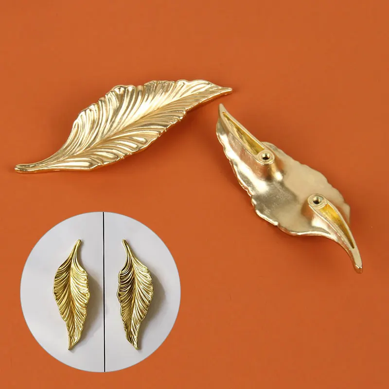 

Luxury Leaves Handle Vintage Furniture Kitchen Wardrobe Cabinet Knobs Drawer Door knob Creative Nordic Style Solid Handles