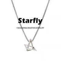 stainless steel mens necklace punk style triangle square piece necklace mens hip hop necklace mens womens jewelry