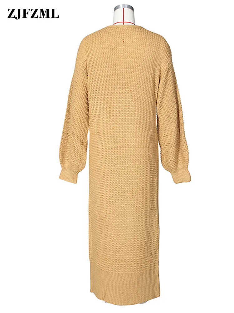 Кардиган женский вязаный с длинными рукавами-фонариками Осень-зима |