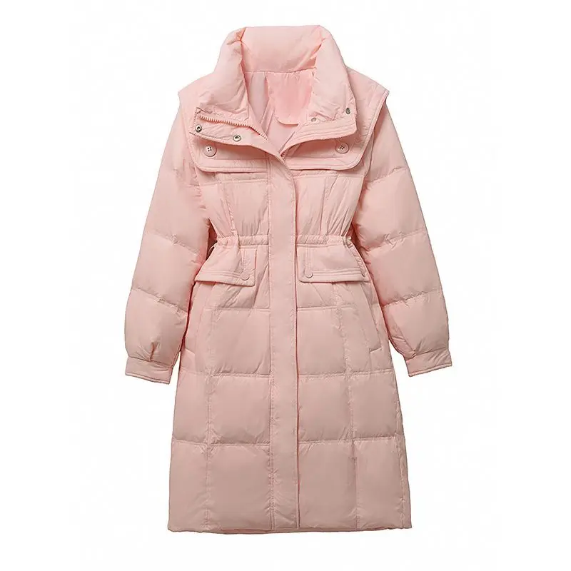 Down Jacket Women New New Down Coat South Winter Navy Collar Medium Long White Duck Down Warm Fashion Down Winter Coat Women