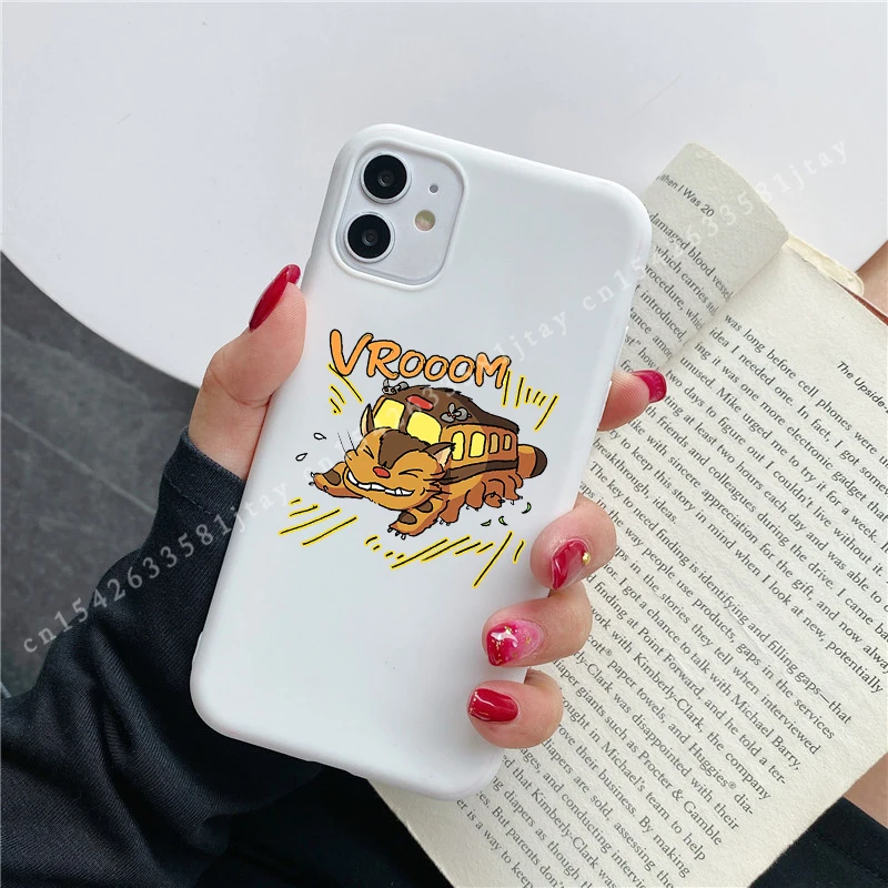 Белый силиконовый чехол для Iphone 6 s 7 8 Plus X XR XS 11 12 Mini Pro MAX 13 Симпатичный карикатурный японский аниме Тоторо аксессуары телефонной обложки на.