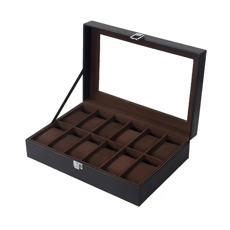 Коробка для часов с 6/10/12 отделениями держатель чехол-органайзер черный дисплей