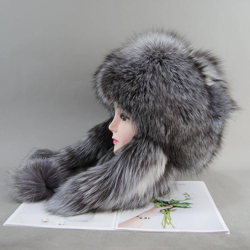 Новая зимняя толстая теплая модная шапка-бомбер с ушками черная Новое