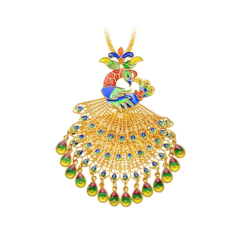 Кулон Феникс в этническом стиле 24 к из настоящего золота 9999 пробы цепочка для