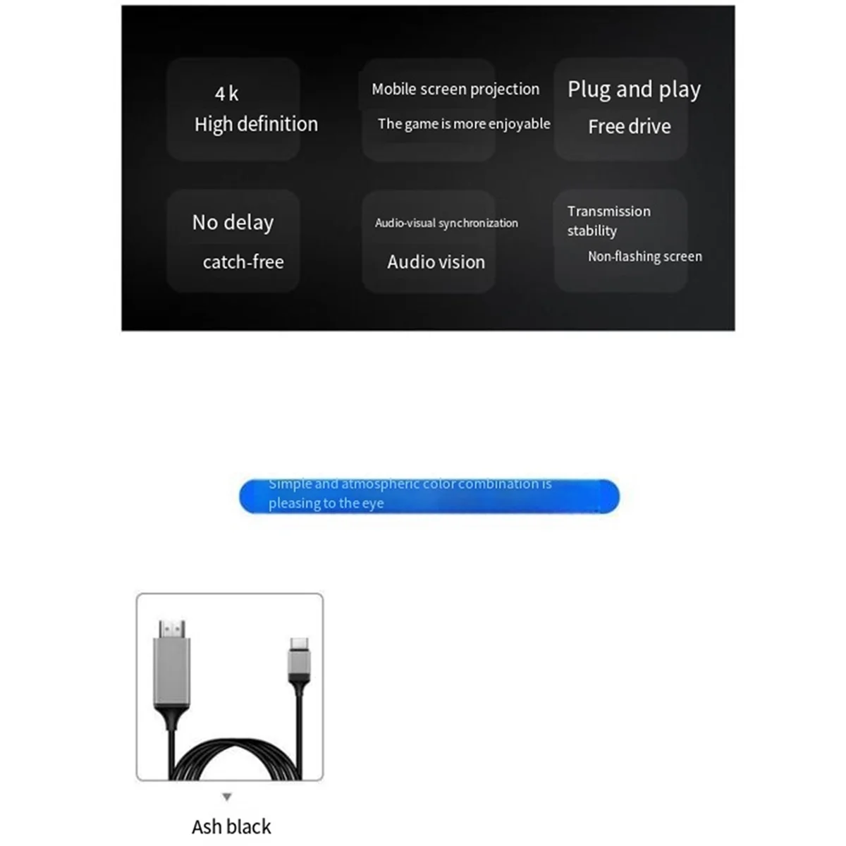 Кабель USB3.1 4K HDTV совместимый с Type-C к HDMI для телефона Android подключения ТВ кабель