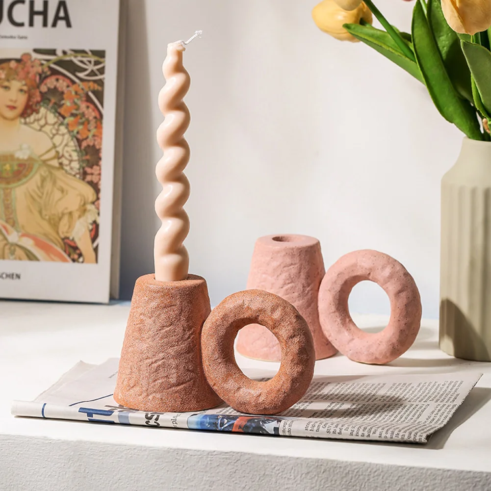 

Retro Ceramic Candlestick For Desktop Handicraft Model Ornaments Living Room Home Decor Wedding Decoration Decoración Hogar