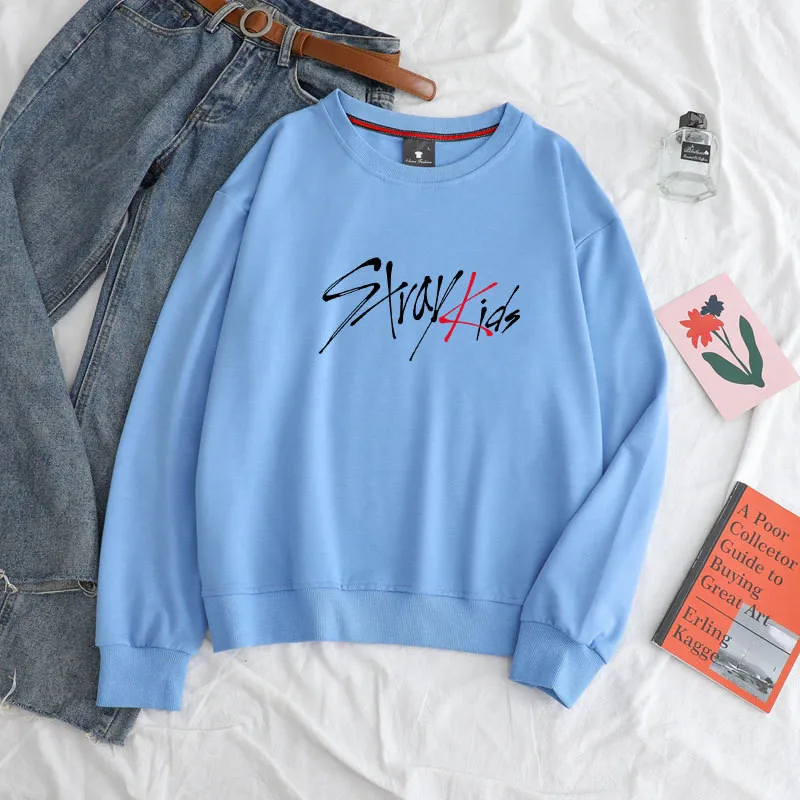 

KPOP Stray Kids Spring Autumn Loose Streetwear Top Autumn Spring Crew Neck Pullover Unisex Hoodie Hip Hop Sweatshirts Bang Chan