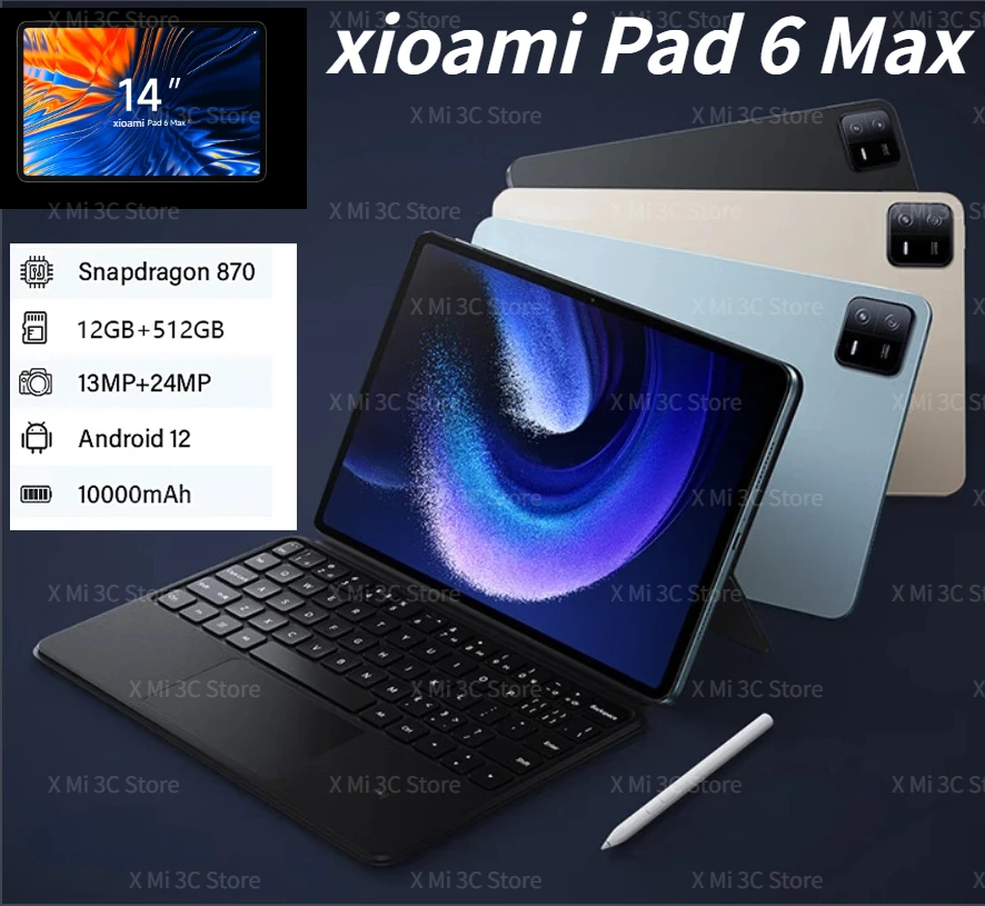 

2023 Original Global Pad 6 Pro Max Android 13 Tablet PC 14inch Snapdragon 888 12GB 512GB 120Hz 2.8K HDR10 Screen 5G Tablet