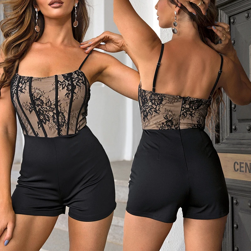 

Contrast Lace Cami Romper